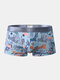 Mens Cartoon Animal Print Cotton Soft Breathable Underwear U Convex Boxer Briefs - Blue