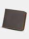 Men Genuine Leather Vintage Durable Light Weight Wallet Retro Business Tri-fold Wallet - Dark Brown