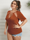 Solid Color O-neck Cut Out Plus Size Sexy T-shirt for Women - Orange