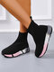 Large Size Women Casual Fashion Colorful Comfy Platform High Top Sock Sneakers - Pink