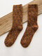 5 paires de chaussettes de chaleur vintage en jacquard à fil épais en acrylique pour femmes - marron