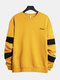 Mens Two-color Block Patchwork Long Sleeve Sweatshirts - Yellow