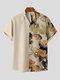 Herren Vintage Patchwork-Hemd mit Blumendruck - Khaki