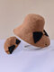 महिला सूती कपड़ा आरामदायक आउटडोर Bowknot बैक ब्रिम विस्तारित फोल्डबल सनशेड बाल्टी टोपी - हाकी