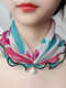 Vintage Elegant Artificial Pearl Pendant Crimping Printed Multifunctional Dacron Highly Elastic Scarf Necklace - #09
