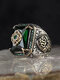 1 Pcs Vintage Ethnic Classic Texture Set Bright Colors Zircon Ring - Green