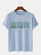 Mens Van Gogh Funny Pattern Short Sleeve 100% Cotton Shirts - Blue