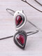 Vintage Bird-Shaped Inlaid Moonstone Alloy Earrings - Red