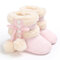 Baby Toddler Shoes Cute Lace-up Fluffy Ball Decor Comfy Plush Warm Soft Snow Boots - Pink