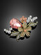 Broche de liga de strass em forma de gota de flor elegante e moderno - #01