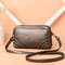 Women Vintage Soft PU Leather Crossbody Bag Solid Double Layer Shoulder Bag - Bronze