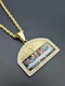 Geometric Gold-Plated Men Women Necklace Diamonds Mount The Last Supper Painting Cross Pendant Necklace - Gold