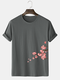 Mens Floral Side Print Crew Neck 100% Cotton Short Sleeve T-Shirts - Dark Gray