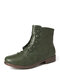 Women Casual Solid Color Button Decoration Comfortable Flat Short Boots - Green