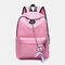 Women Solid Chain Large Capacity Ribbon Backpack - Pink