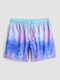 Men Tie Dye Ombre Print Drawstring Quick Dry Cool Board Shorts - Purple