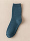5 Pairs Men Dacron Terry Fabric Plus Velvet Thickened Solid Color Simple Sweat-absorbent Warmth Socks - Blue