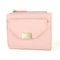 Women Bifold PU Leather Short Wallet Solid Coin Purse - Pink