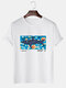 Mens Letter Painting Print Crew Neck Cotton Short Sleeve T-Shirts - White