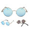 Men Women Round Lens Metal Frame Outdoor UV400 Steampunk Adjustable Polarized Sunglasses  - #09