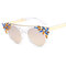Women Cat Eye Anti-UV Sunglasses Vintage Brand Designer Crystal Diamond Frame Sunglasses - Transparent
