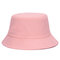 Women Summer Cotton Solid Pattern Bucket Hat Casual Sunshade Breathable Beach Hat - Pink
