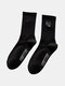 2 paires de chaussettes chaudes en tube moyen anti-dérapant en coton brodé pour femmes - #09