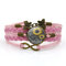 Retro Butterfly Symbol Braided Bracelet Sunflower Printed Time Gemstone Multi-layer Bracelet - Pink