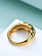 Luxury Braided Twisted Rope Signet Women Ring 14K Gold Plated Chunky Croissant Dome Ring - Gold