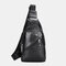 Men Earphone Hole Business Multi-pocket Crossbody Bag Chest Bag Sling Bag - Black