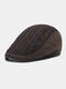 Men Cotton Patchwork Knitted Twist Pattern Casual Warmth Beret Flat Cap - Coffee