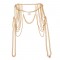 Multilayer Gold Plated Chain Tassel Body Long Necklace - Gold