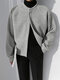 Mens Solid Snap Button Raglan Sleeve Casual Jacket - Gray