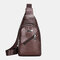Men Earphone Hole Business Multi-pocket Crossbody Bag Chest Bag Sling Bag - Coffee