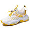 Men Knitted Fabric Comfy Slip Resistant Sports Casual Running Sneakers - White