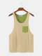 Men Sleevless Colorblock Deisgn Tanks Top with Chest Pockets - Green