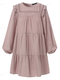Solid Ruffle Puff Sleeve Plus Size Midi Dress - Pink