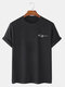 Mens King Chest Print Plain 100% Cotton Short Sleeve T-Shirts - Black