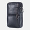 Men EDC Genuine Leather 6.3 Inch Belt Bag Phone Bag - Black