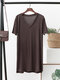 Solid Color V-neck Short Sleeve T-shirt - Dark Grey