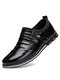 Men Metal Buckle Pointed Toe Slip On Business Casual Shoes - Black