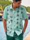 Herren-Urlaubs-Kurzarmhemden mit Reverskragen und Kokosnussbaum-Print - Grün