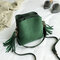 Tassel Bucket Bag PU Leather Handbag Shoulder Bags Crossbody Bag For Women - Green