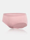 Women Seamless Elastic Solid Color Soft Comfy Mid Waist Panties - Pink