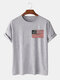 Mens American Flags Pattern Short Sleeve 100% Cotton Basic T-shirts - Grey