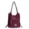 Women Multi-carry Casual Canvas Handbag Shoulder Bag Satchel Backpack - Red