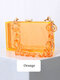 Women Chains Acrylic Transparent Handbag Box Bag Handbag - Orange