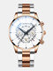 Decorated Pointer Men Business Watch Calendar Stainless Steel Leather Quartz Watch - #01