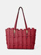Faux Leather Woven Multi-pocket Crossbody Bag Large Capacity Handbag Tote - Red