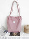 Women Corduroy Large Capacity Handbag Shoulder Bag Tote - Pink